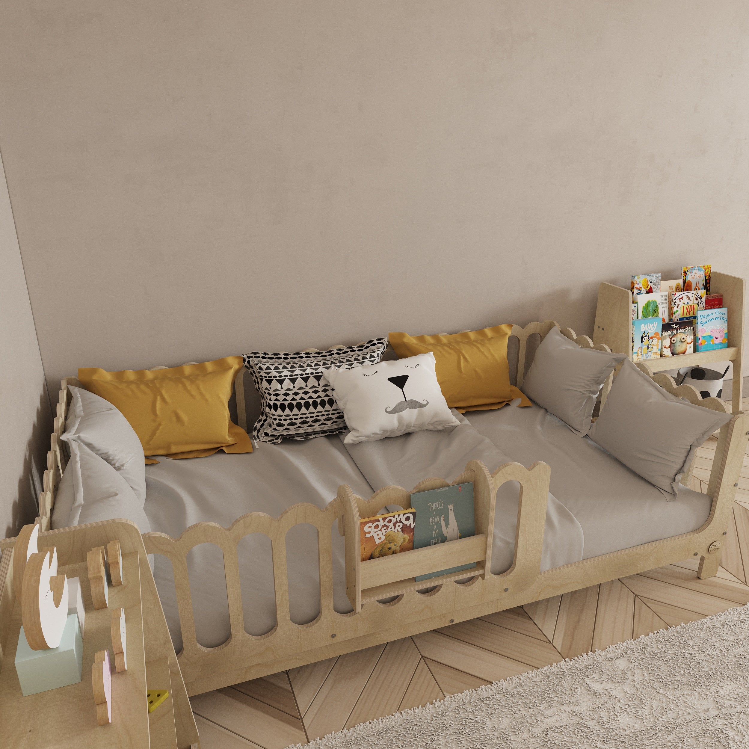 Montessori Bed with Legs and Rails - Wave