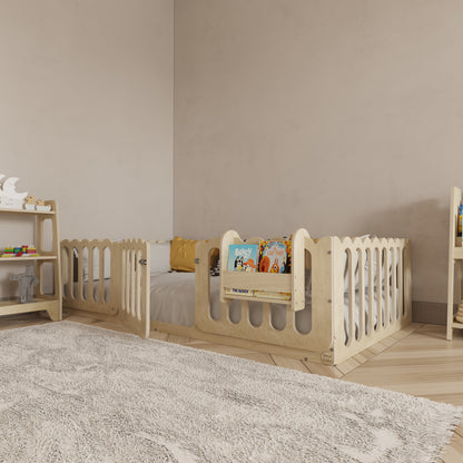 Montessori Floor Bed With Lockable Center Door - Wave