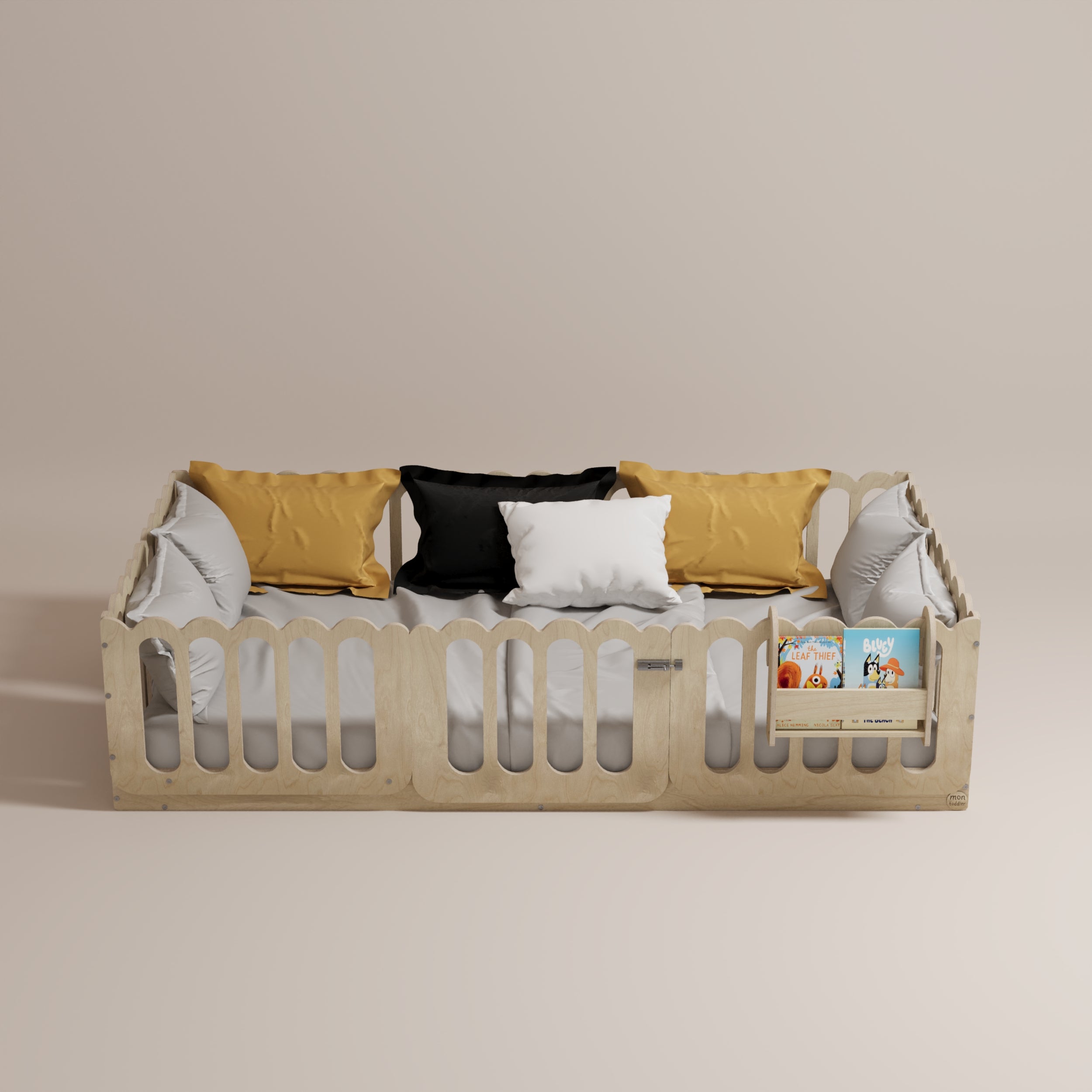 Montessori Floor Bed With Lockable Center Door - Wave