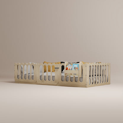 Montessori Floor Bed With Lockable Center Door - Wave