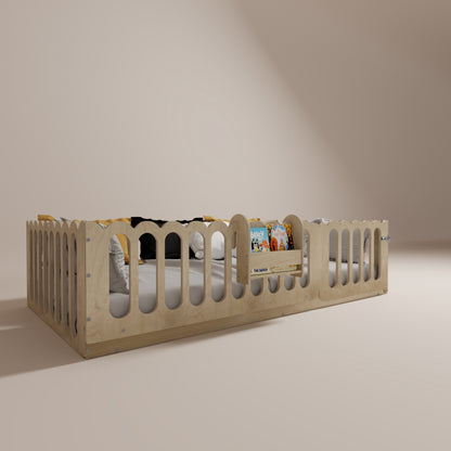 Montessori Floor Bed With Lockable Door - Wave