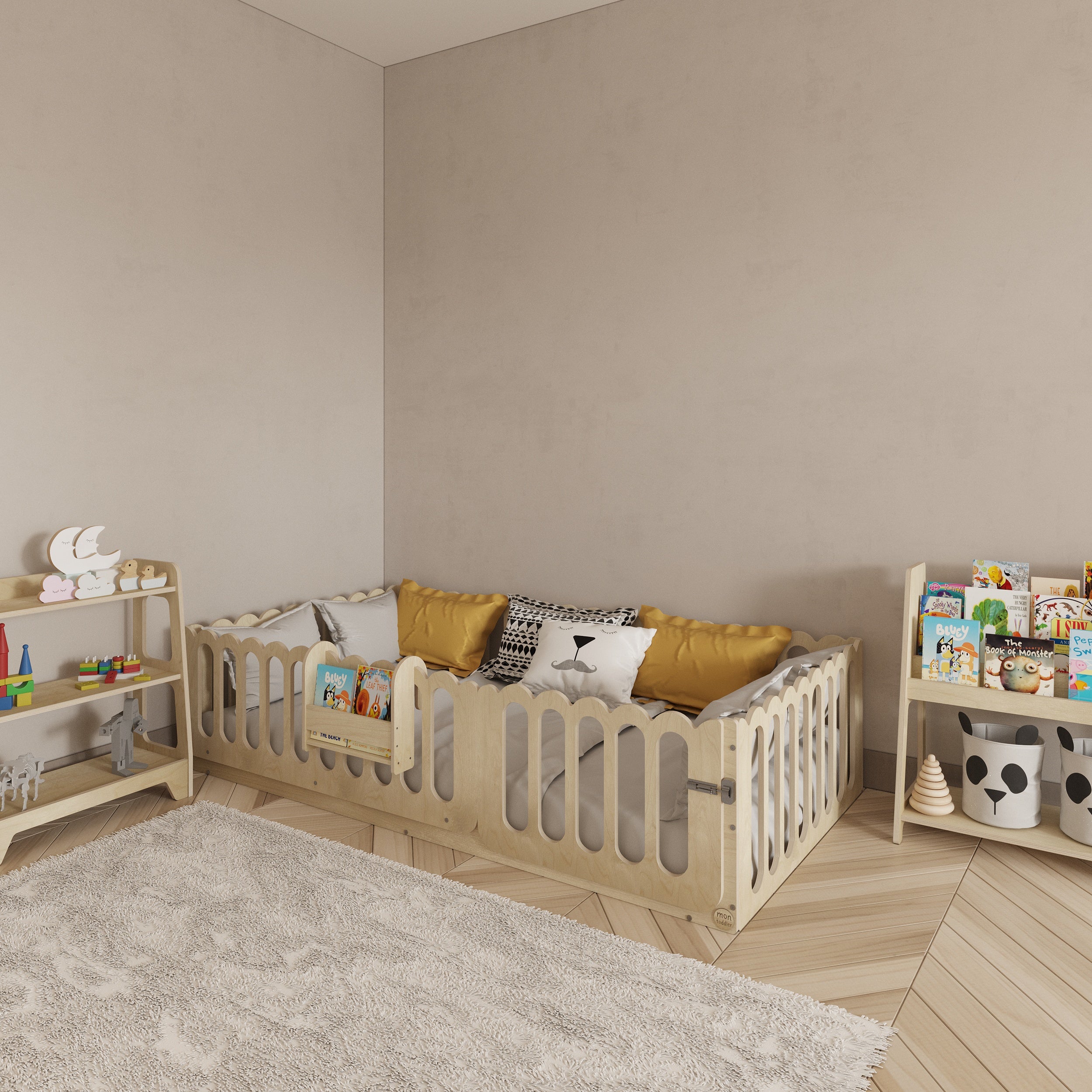 Montessori Floor Bed With Lockable Door - Wave