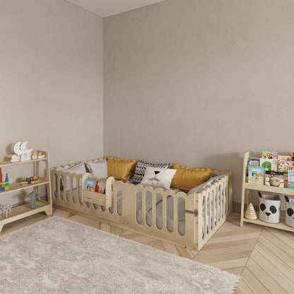 Montessori Floor Bed With Lockable Door - Wave