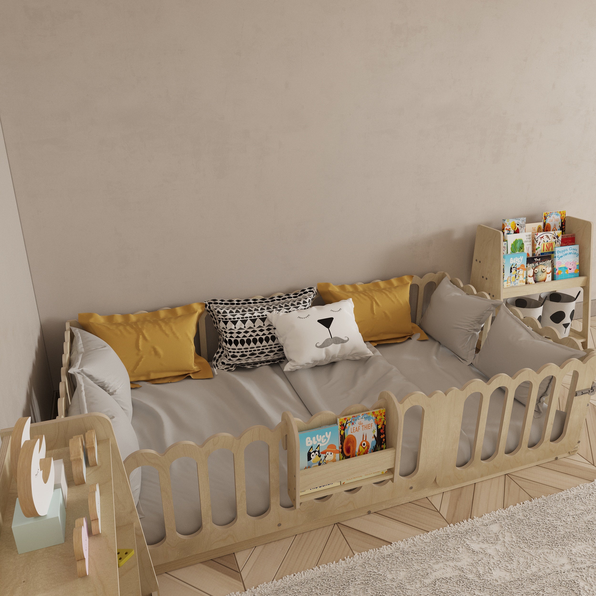 Montessori Floor Bed With Lockable Door - Wave
