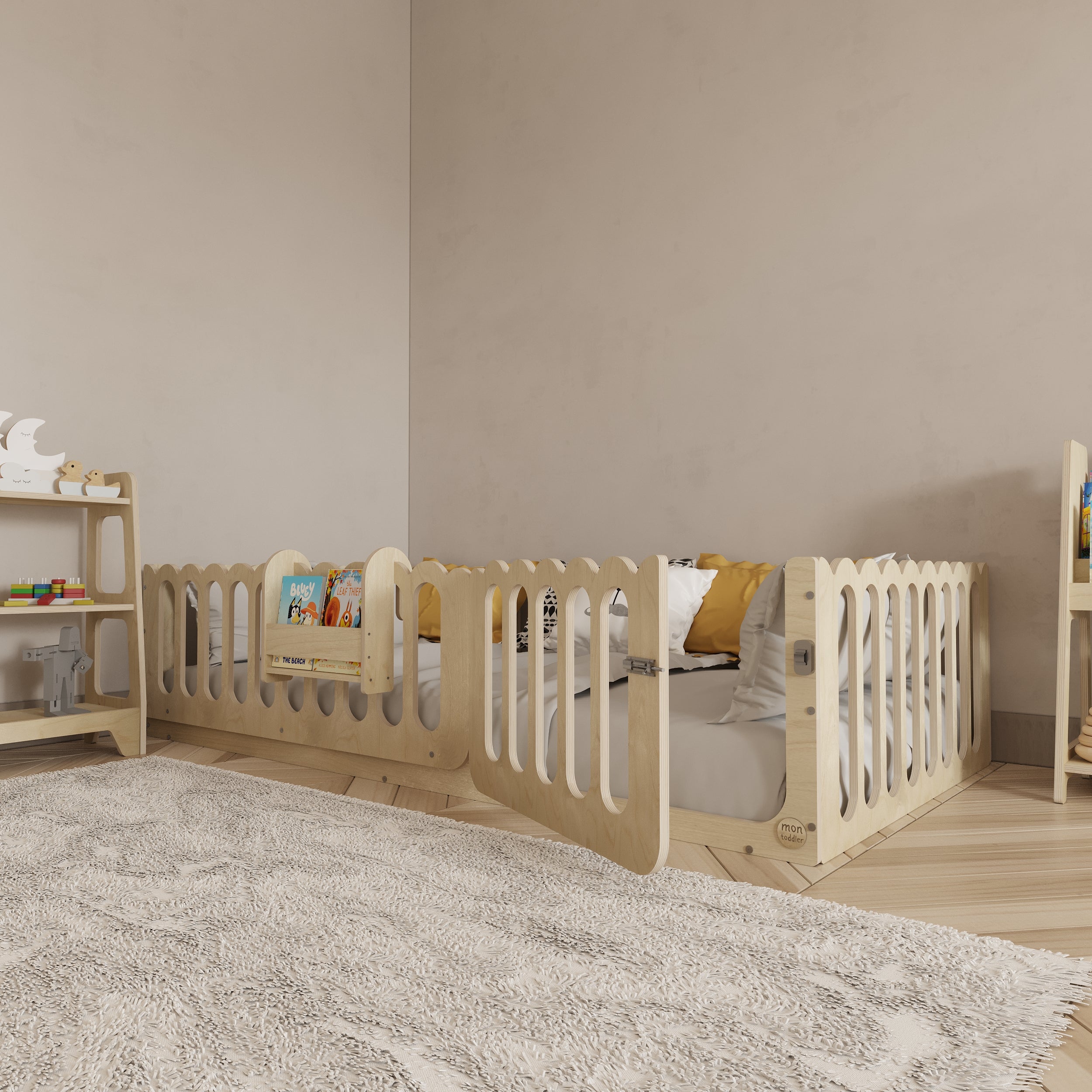 Montessori Floor Bed With Lockable Door - Wave