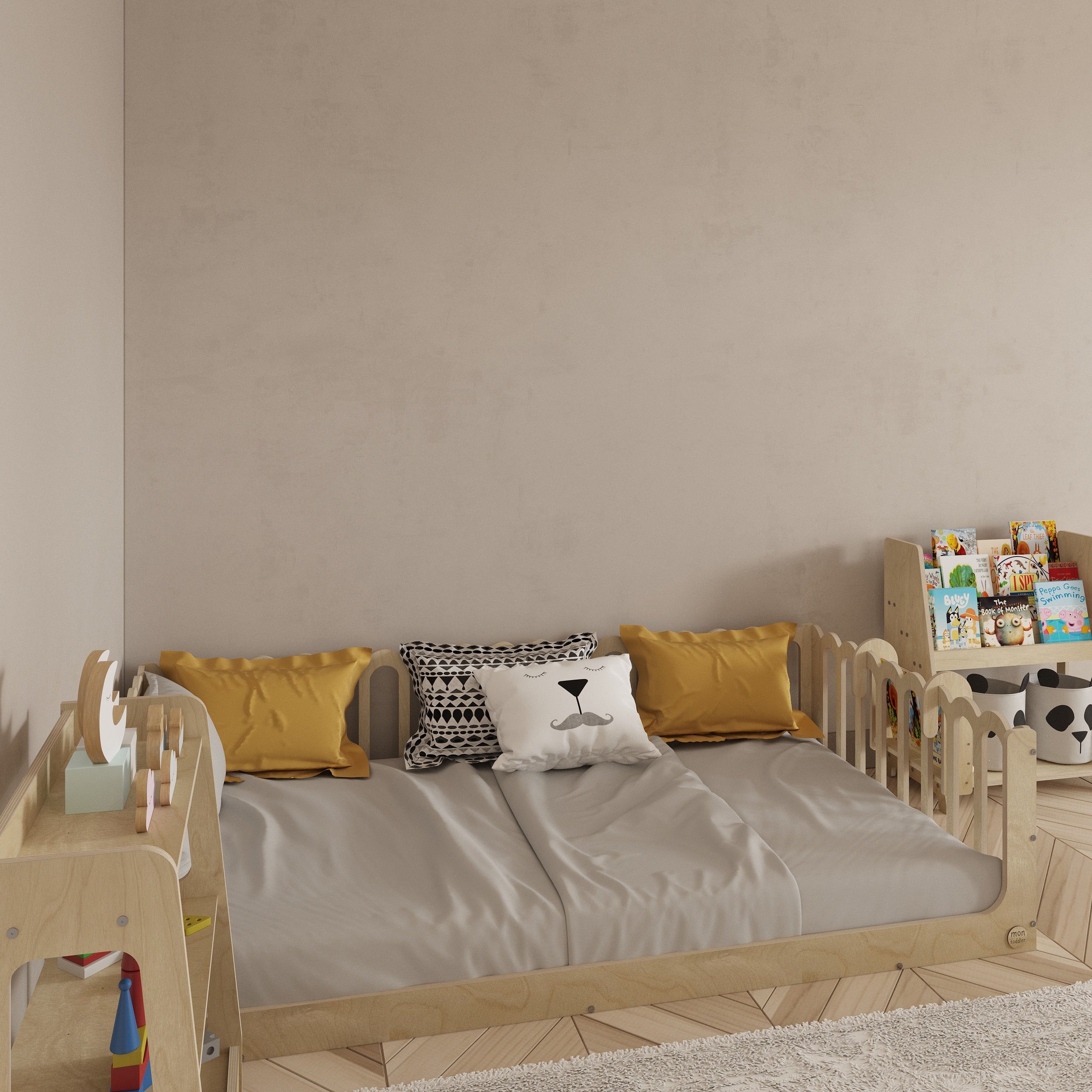 Toddler Bed with Rails - Wave