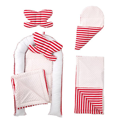 Red & White Baby Lounger Nest & Pillow Set - Montoddler 