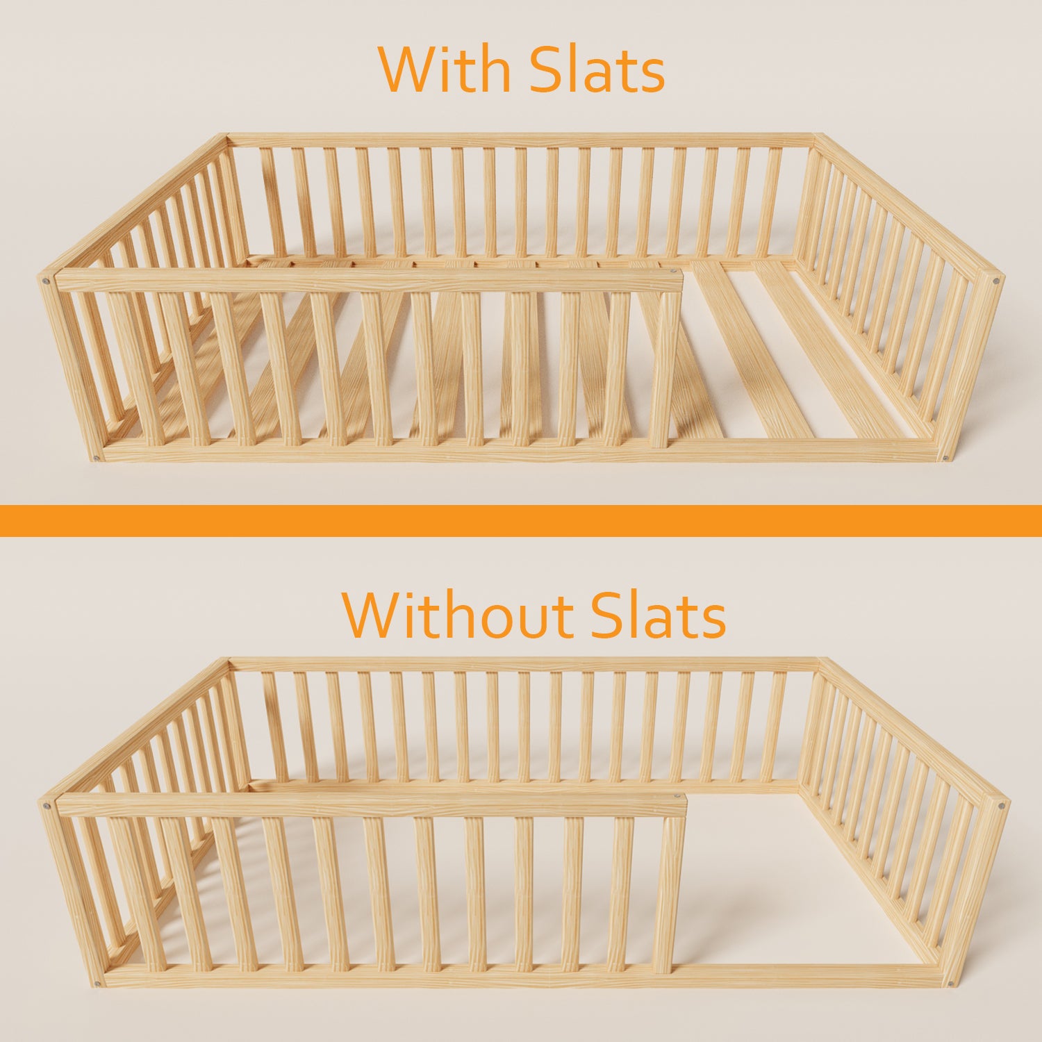 Crib without outlet slats